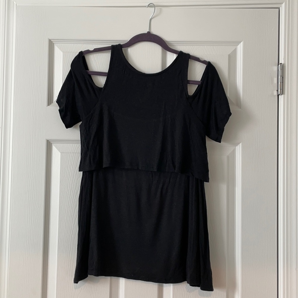 Off shoulder black tee